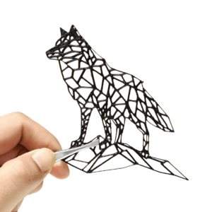 Geometric Poly‑Art Fox Figurine on Rock