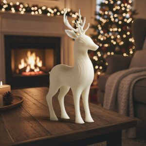 White Snow Deer Figurine