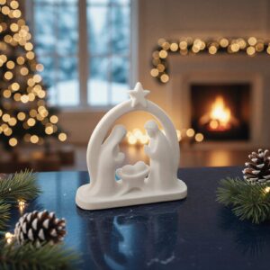 White Nativity Scene Decor